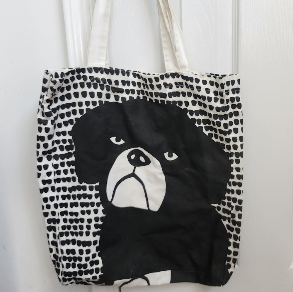Tote Bag With Puggle In Black and White